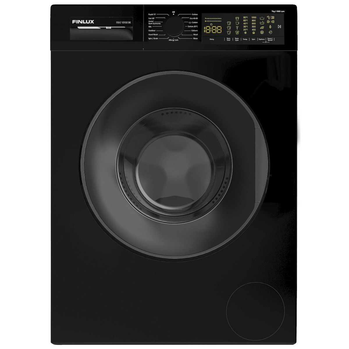 Elektrostore24 Ηλεκτρικές Συσκευές - ΣΗΜΑΝΤΙΚΟ: Σε περίπτωση διαφοράς τιμής από το κατάστημα ισχύει παντα και μόνο η τιμή του καταστήματος Finlux FXA7 10150 BK Πλυντήριο Ρούχων 7kg, 1000 Στροφών